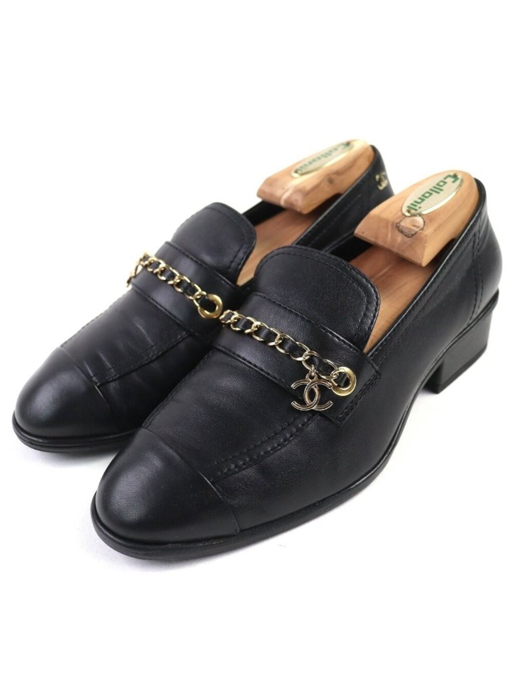 Chanel Leather Loafers With Coco Mark Charm